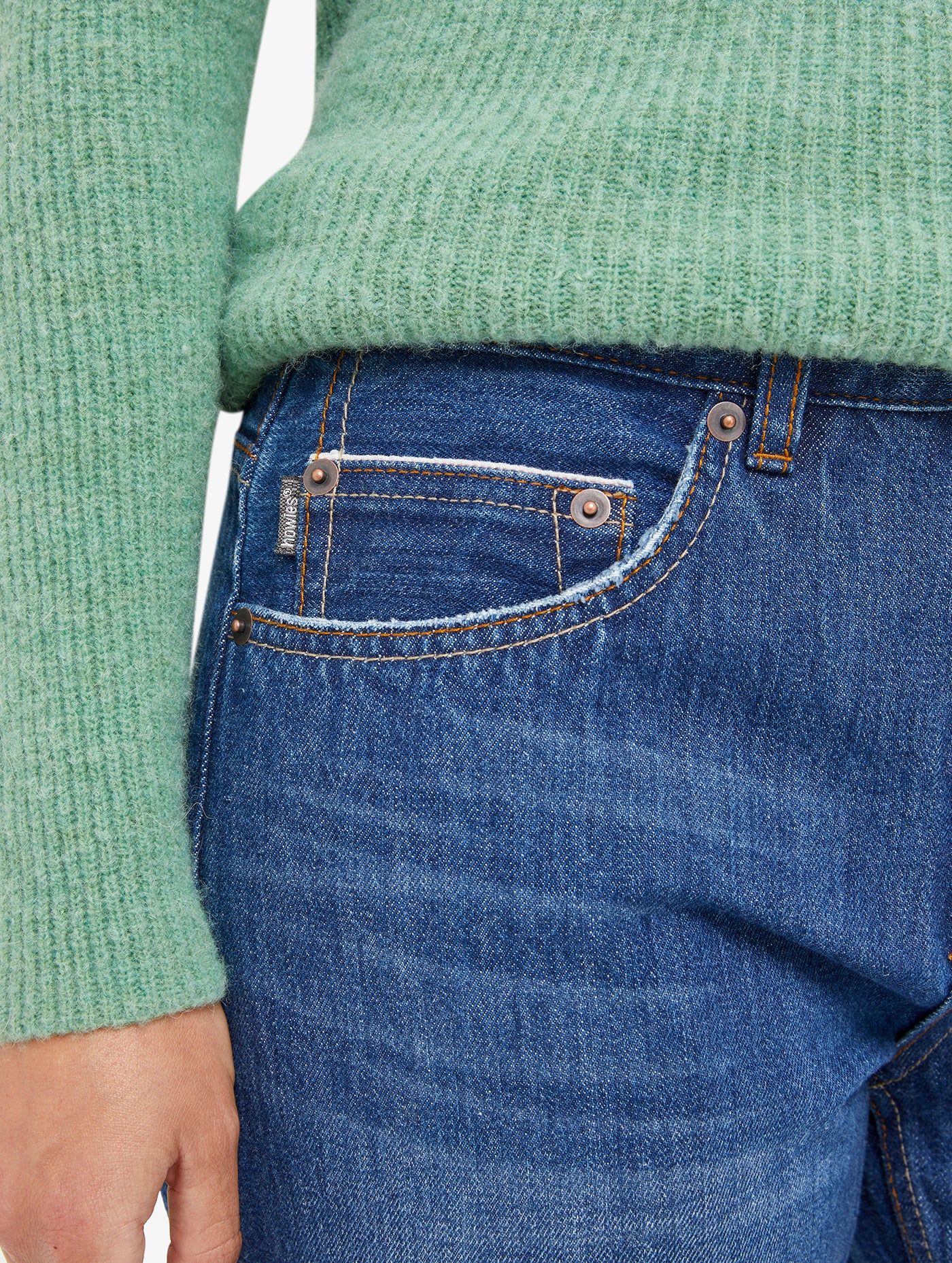 Women's Liby Straight Selvedge Jean (Mid Wash) - Image 3